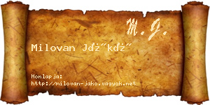 Milovan Jákó névjegykártya